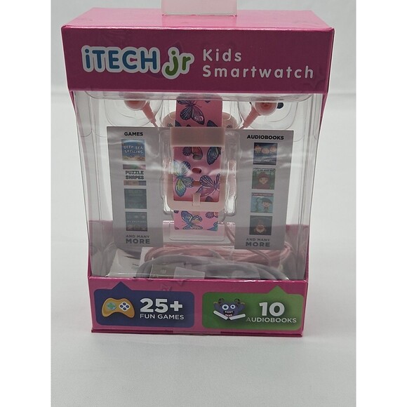ITECH Jr. Kids Smartwatch Butterfly Band Earbuds W/MP3 Jack 25+ STEM Games - Picture 10 of 16
